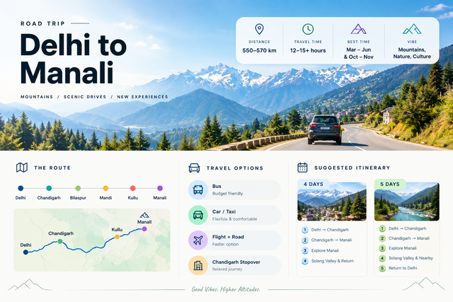 Delhi to Manali Trip: Route, Distance & Itinerary - Saltstayz