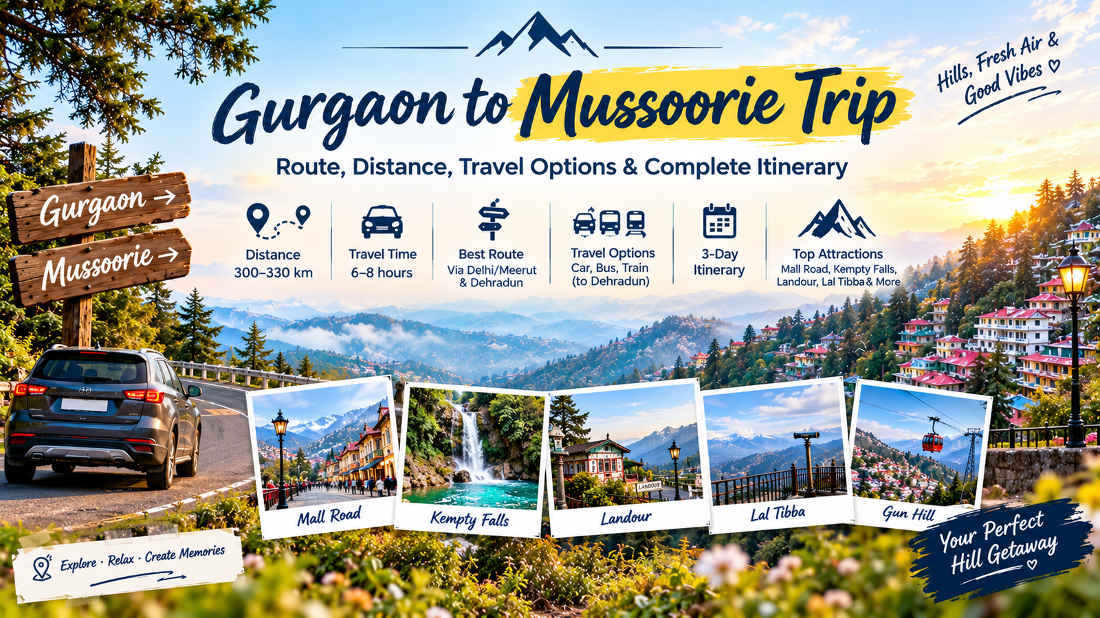 Gurgaon to Mussoorie Trip: Route, Distance & Itinerary